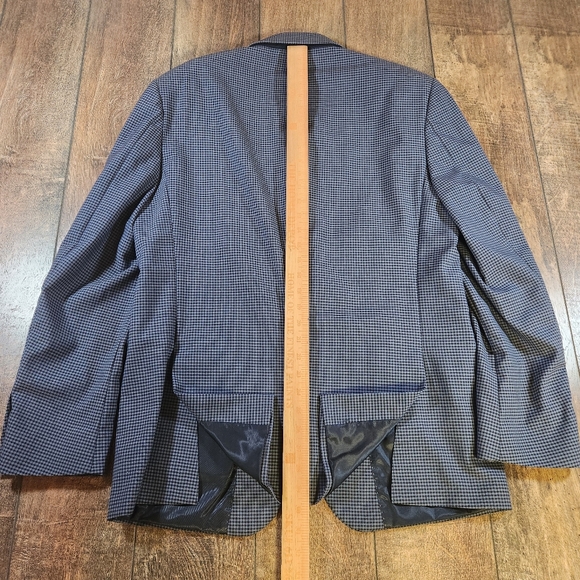 Kenneth Cole Blazer Men's 42R Blue Gingham Check Sport Coat Jacket 100% Wool - Picture 9 of 10